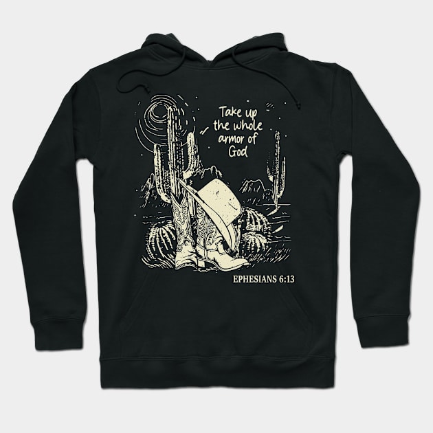 Take Up The Whole Armor Of God Hat Cowgirl Western Hoodie by Terrence Torphy